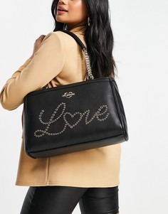Черная сумка на плечо с логотипом-надписью Love Moschino-Черный цвет
