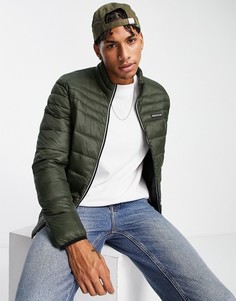 Пуховик цвета хаки с воротником-стойкой Jack & Jones Essentials-Зеленый цвет