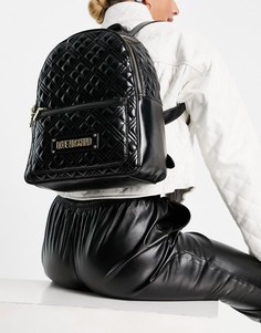 Черный стеганый рюкзак с логотипом Love Moschino-Черный цвет