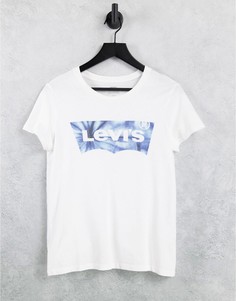 Сине-белая футболка с логотипом и принтом тай-дай Levis The Perfect Tee-Белый Levis®