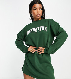Зеленое платье-свитер миди с графическим принтом Missguided Manhattan-Зеленый цвет