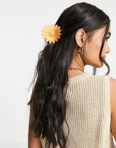 Оранжевая матовая заколка-краб с цветком ASOS DESIGN-Оранжевый цвет