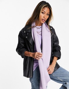 Узкий сиреневый шарф в рубчик Topshop-Фиолетовый цвет
