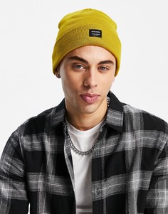 Желтая шапка-бини с нашивкой с логотипом Jack & Jones-Желтый