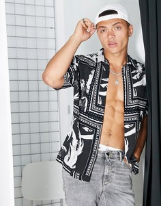 Черная рубашка с короткими рукавами и принтом River Island-Черный цвет
