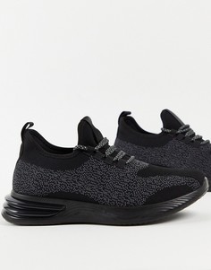 Кроссовки из трикотажа flyknit черного цвета с серыми и черными шнурками Brave Soul-Черный цвет