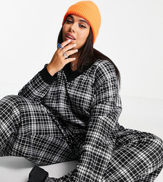 Широкие брюки со складками и монохромным принтом в клетку ASOS DESIGN Curve-Разноцветный