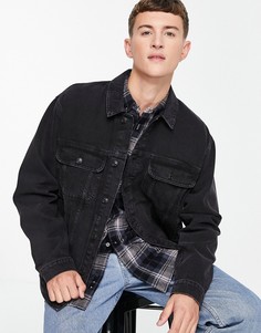 Черная выбеленная джинсовая куртка в стиле oversized Topman-Черный цвет