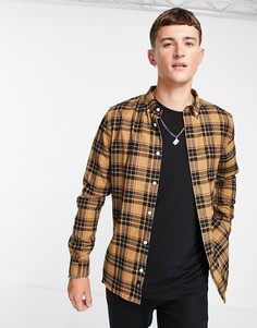 Бежевая рубашка в клетку с длинными рукавами Burton-Светло-бежевый цвет