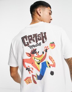 Белая футболка с принтом "Crash Bandicoot" ASOS DESIGN-Серый