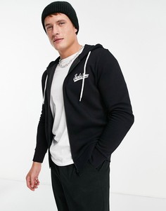 Черный худи с логотипом и сквозной молнией Jack & Jones-Черный цвет