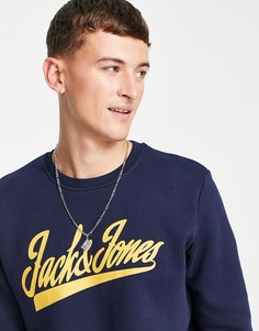 Темно-синий свитшот с крупным логотипом Jack & Jones