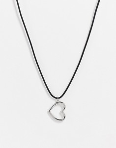 Серебристое ожерелье с подвеской в виде сердца Weekday Lulu-Серебряный