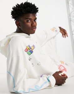 Бежевый oversized-худи с мультяшными принтами (от комплекта) ASOS DESIGN-Светло-бежевый цвет