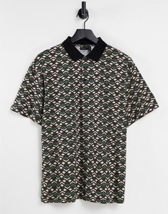 Футболка-поло с геометрическим фактурным узором ASOS DESIGN-Разноцветный