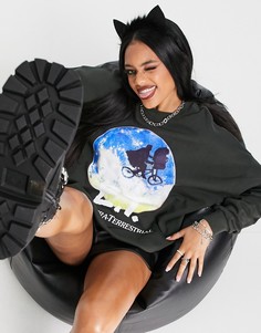 Темно-серый свободный свитшот с принтом "ET" ASOS DESIGN Halloween