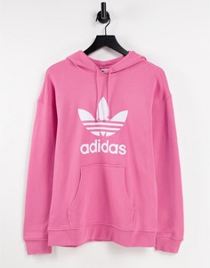 Розовый худи с большим логотипом adidas Originals adicolor-Розовый цвет