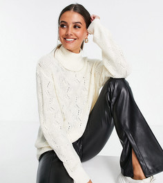 Белый джемпер с высоким воротником и акцентными строчками Threadbare Tall Valeria