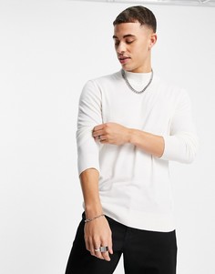 Серовато-бежевый джемпер с отворачивающимся воротом River Island-Белый
