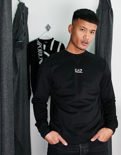 Черный свитшот с логотипом по центру Armani EA7-Черный цвет