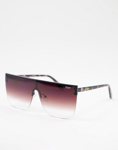 Женские солнцезащитные очки с черепаховой оправой, плоским верхом и градиентными стеклами Quay Blocked-Коричневый цвет