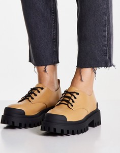 Бежевые туфли на плоской массивной подошве со шнурками ASOS DESIGN Mayan-Светло-бежевый цвет