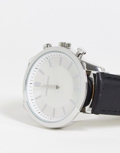 Классические часы с черным кожаным ремешком ASOS DESIGN-Черный цвет