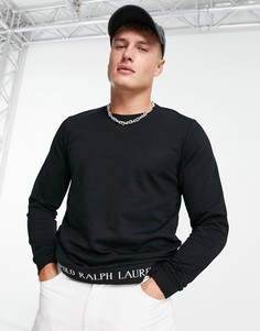 Черный свитшот с логотипом-надписью по нижнему краю Polo Ralph Lauren-Черный цвет