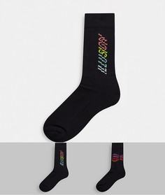 Набор из 2 пар спортивных носков с надписью "illusion" ASOS DESIGN-Многоцветный
