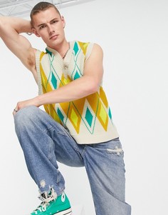 Вязаная майка с ромбовидным узором ASOS DESIGN-Разноцветный
