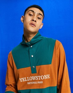 Свободный лонгслив в стиле колор-блок с воротом в спортивном стиле ASOS DESIGN-Разноцветный