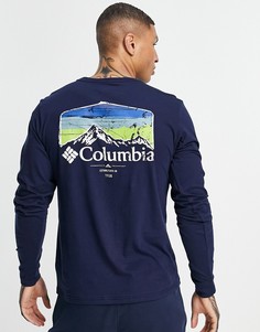 Темно-синий лонгслив с графическим принтом на спине Columbia Pikewood
