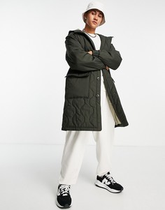 Стеганая парка цвета хаки ASOS DESIGN-Зеленый цвет