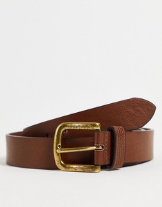 Светло-коричневый пояс с классической серебристой пряжкой Topman-Коричневый цвет