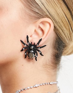 Серьги в виде пауков из камней ASOS DESIGN Halloween-Черный цвет