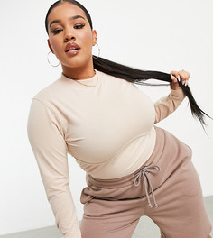 Бежевое боди с длинными рукавами Public Desire Curve-Нейтральный