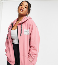 Худи розового цвета в стиле oversized на молнии Public Desire Curve-Розовый цвет
