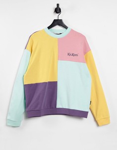 Свободный свитшот в винтажном стиле колор блок с вышивкой логотипа Kickers-Многоцветный