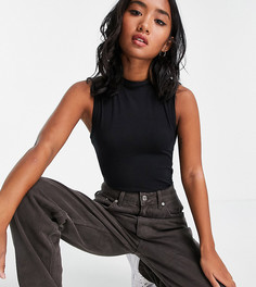 Черное трикотажное боди с высоким воротом Threadbare Petite-Черный цвет