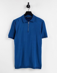 Вязаная футболка-поло с молнией на горловине Bolongaro Trevor-Темно-синий