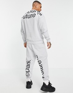 Серый спортивный костюм в стиле oversized с крупным принтом логотипа ASOS Dark Future