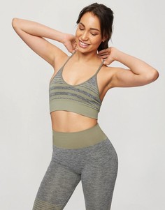 Бесшовный спортивный бюстгальтер серого цвета HIIT-Зеленый цвет