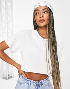 Белая укороченная футболка с рукавами реглан Topshop-Белый