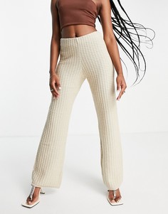 Серо-коричневые широкие брюки из кружева кроше от комплекта Pretty Lavish-Светло-бежевый цвет
