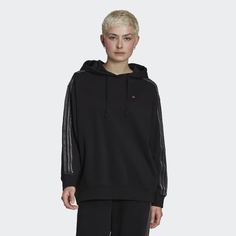 Худи Oversize с бархатными полосками и Трилистником adidas Originals