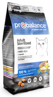 Сухой корм для стерилизованных кошек и кастрированных котов Probalance Sterilized, 10 кг