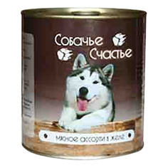 Консервы для собак Собачье Счастье, мясное ассорти, 750г
