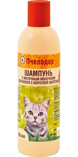 Шампунь для кошек Pchelodar с маточным молочком для короткошерстных, 250 мл Пчелодар