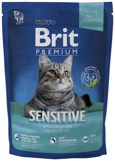 Сухой корм для кошек Brit Premium Sensitive, ягненок, 0,8кг Brit*