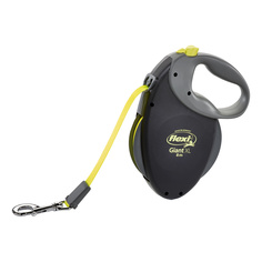 Рулетка-поводок для собак FLEXI Giant XL Neon ремень, черная, для пород от 50 кг, 8 м